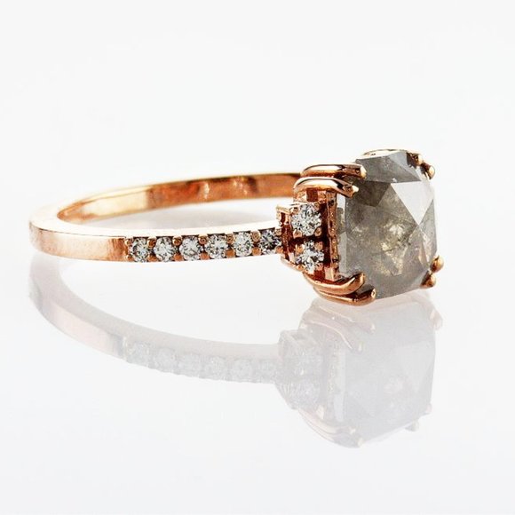 Radiant Diamond Engagement Ring Fancy Gray 1.22 TCW 14K Rose Gold - Picture 4 of 8
